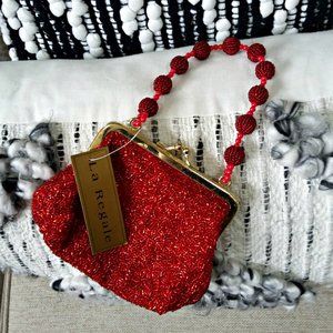 NEW! Vintage INSPIRED Red BEADED Mini HANDBAG
